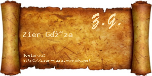 Zier Géza névjegykártya
